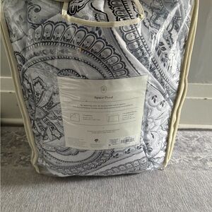 Gray and White Paisley Comforter Set